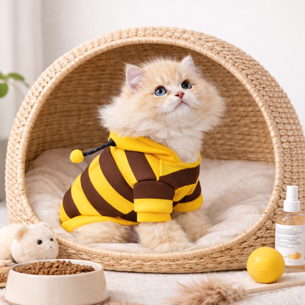 Bee Pet Puppy Coat Apparel Outfit Dog Halloween Hoodies Winter Cat Cosplay Costume Holiday Outfit for Small Medium Dogs & Cats